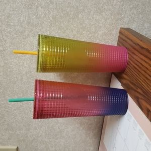 2 STARBUCKS SUMMER 2022 TUMBLERS, VENTI, GRIDED, MULTI-COLORED💖💛💖💙